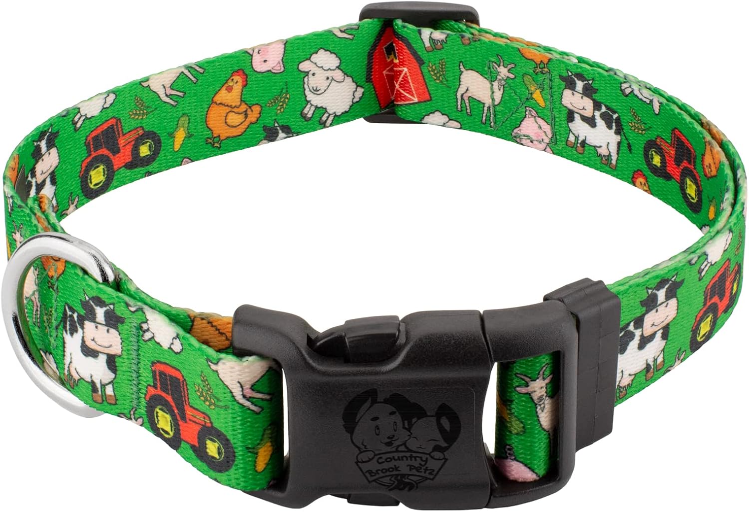 Country Brook Petz – Collar de perro Deluxe Farm Life Y’all, fabricado en los Estados Unidos, colección de animales con 16 diseños salvajes (12