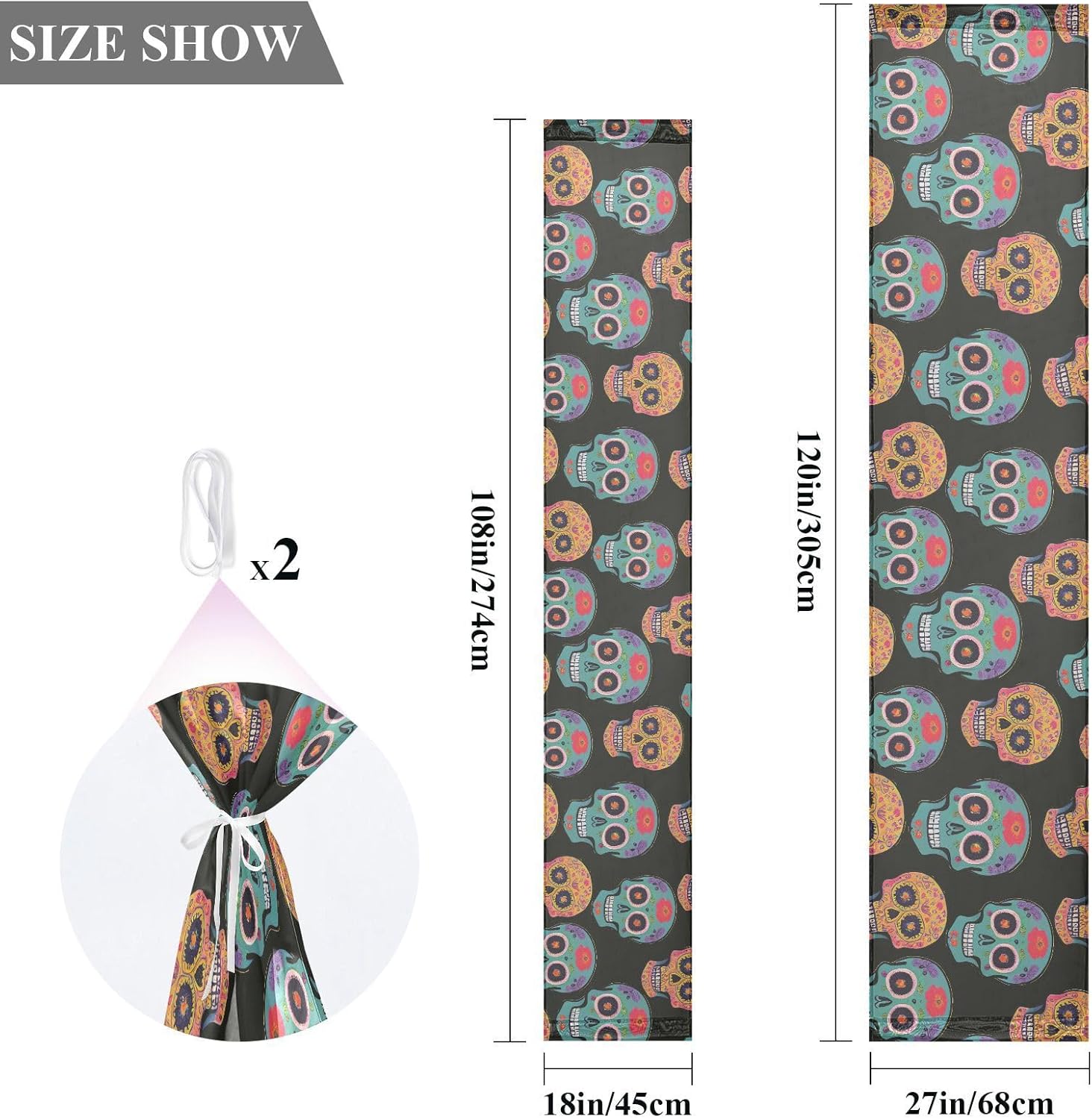 Skulls Table Runner Fall Table Runners for Desk Decor Halloween Table Runner 108 Inches Long