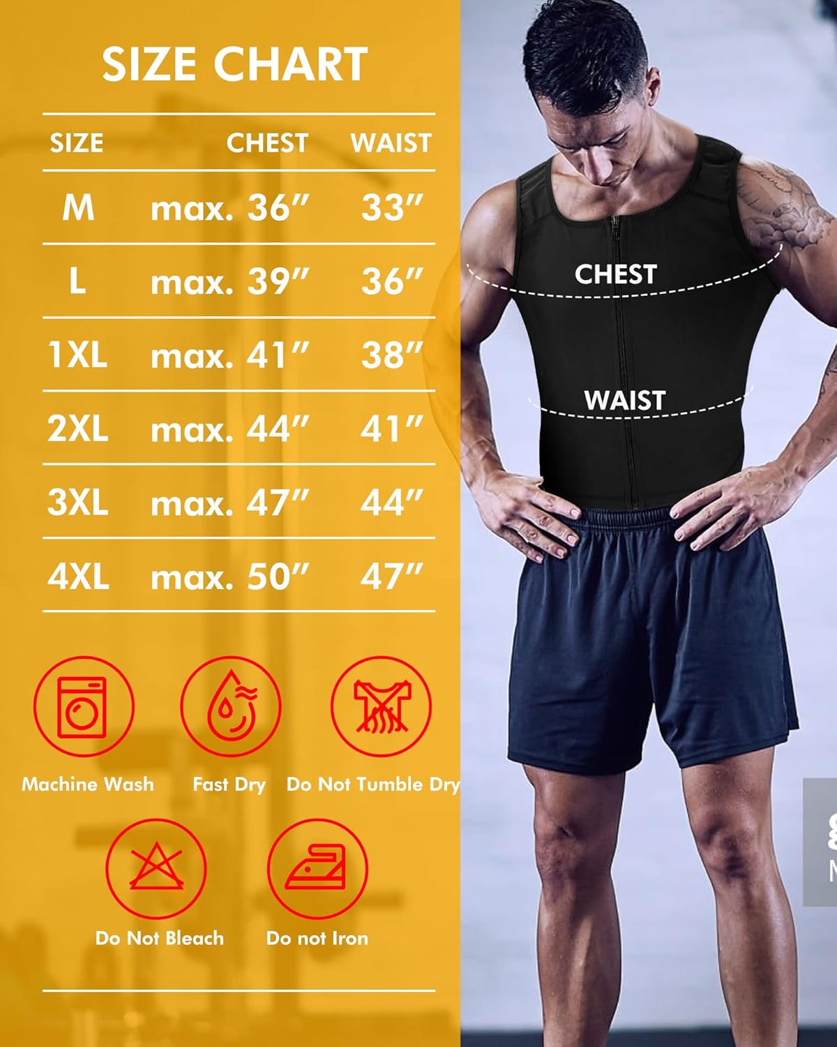Chaleco de sauna para hombre con cremallera, traje de sauna para mejorar el sudor