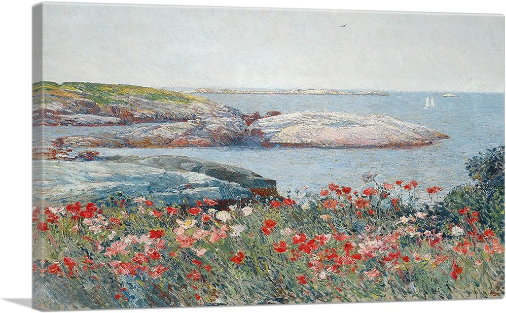ARTCANVAS Childe Hassam – Lienzo decorativo con diseño de amapolas Isles of Shoals 1891 de 18 x 12 pulgadas (0.75 pulgadas de profundidad)