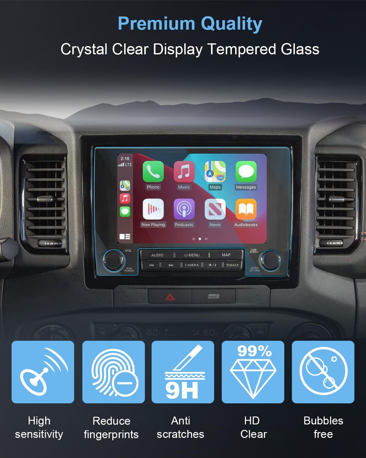 WEIPIN Protector de pantalla de automóvil de 9 pulgadas para Nissan Frontier 2022, 2023 y 2024, accesorios para pantalla táctil, dureza 9H, vidrio