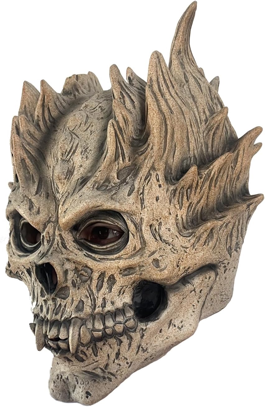 Máscara de esqueleto de calavera aterradora, demonio de terror, máscara espeluznante de Halloween, mascarada, cosplay, fiesta, accesorios de