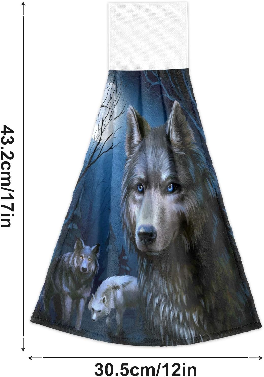 ALAZA Toallas de cocina Dark Night Wolf y Luna Llena, paños de cocina con lazo para colgar, paquete de 2