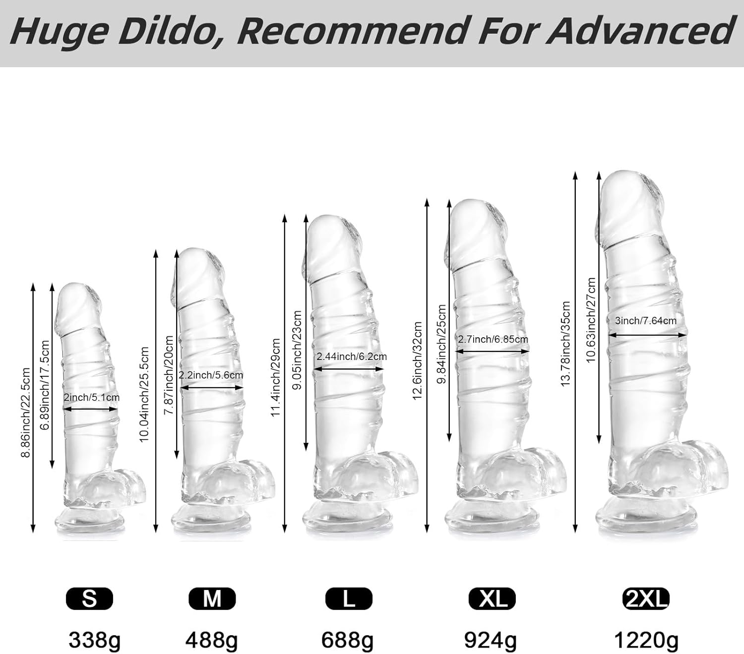 Aobrong Consolador grande y realista, consolador suave de punto G de gelatina de 10.04 pulgadas con ventosa, juguete sexual para adultos, enchufe