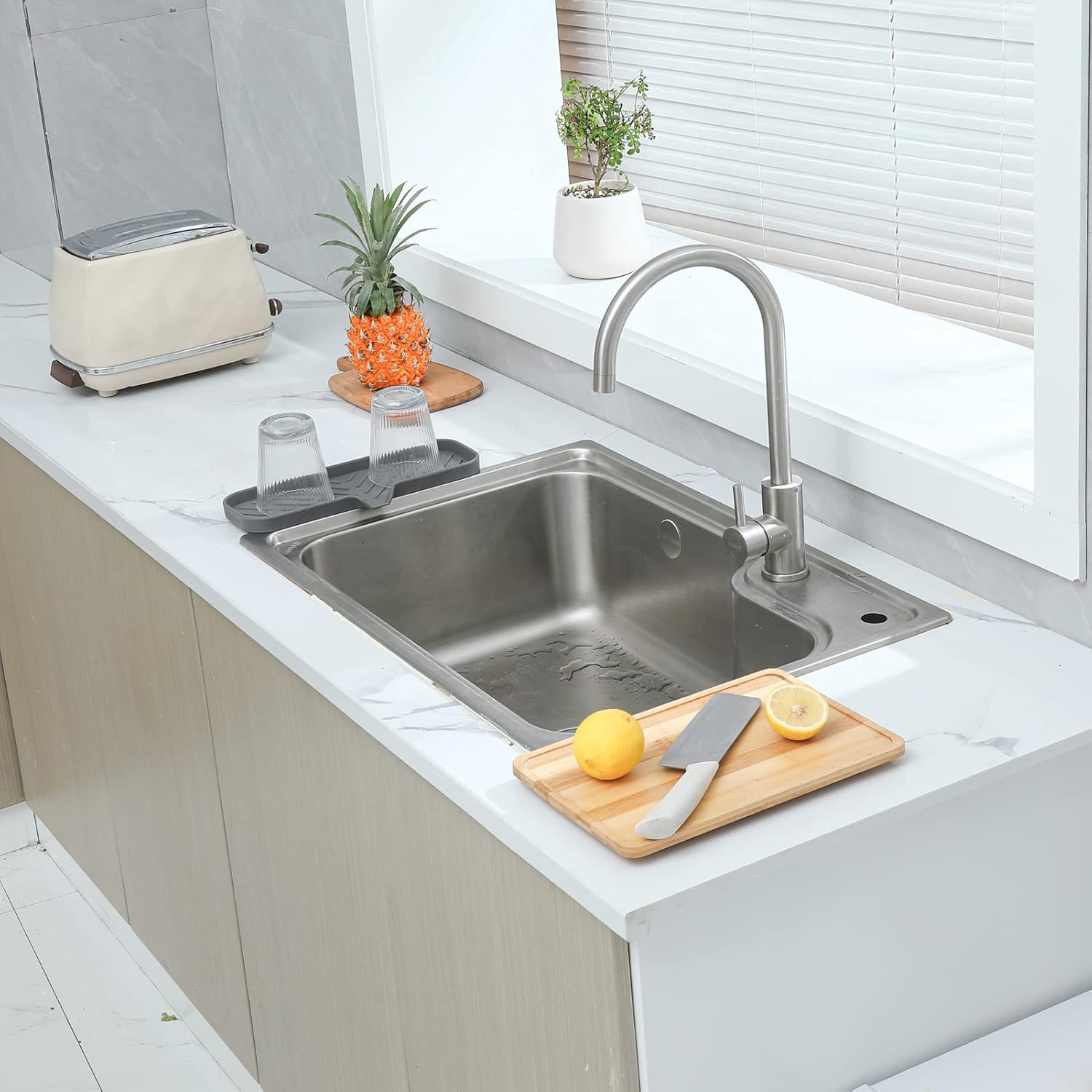 MicoYang Jaboneras de baño de silicona con boquilla de drenaje, organizador de fregadero de baño y cocina, soporte para esponja, bandeja de jabón