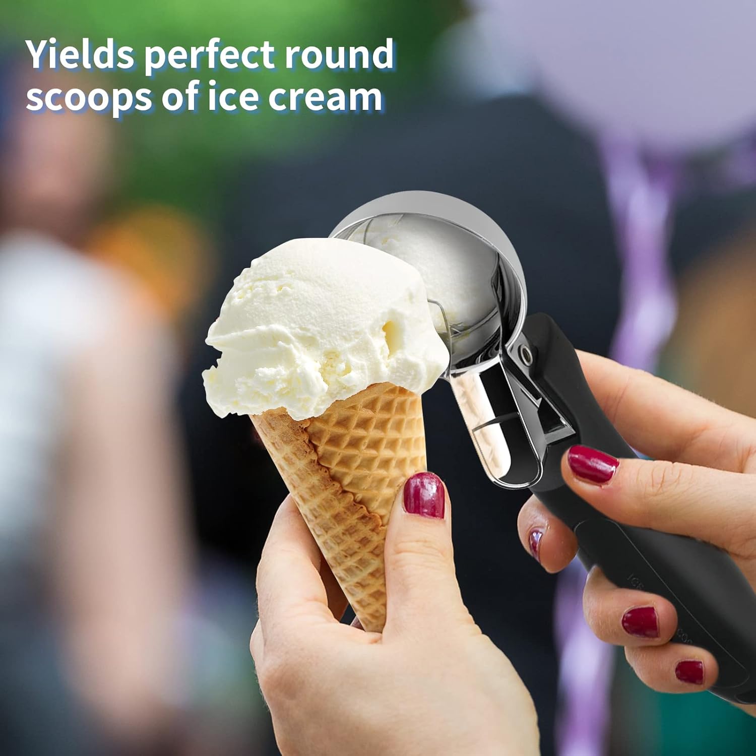 OTVAFAVA Cuchara de helado, cuchara grande para galletas con mango ergonómico de agarre suave, cuchara multifuncional resistente para hornear, para