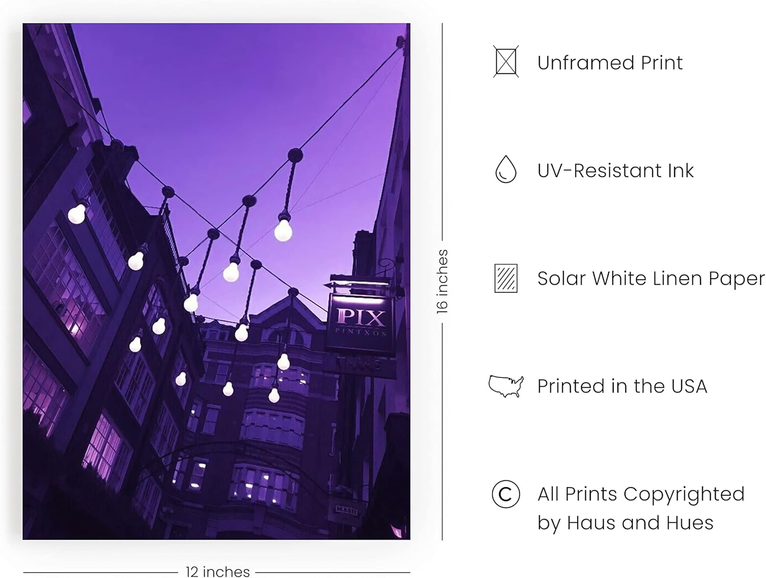 Haus and Hues Póster de neón negro y morado para decoración de pared, pósteres estéticos morados, pósteres para dormitorio, bonitos pósteres para