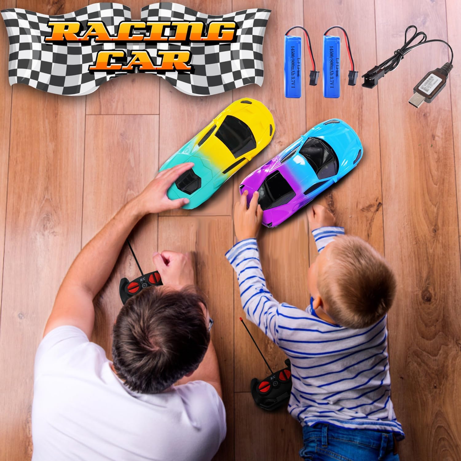Remote Control Race Car for Boys Girls 3-5 Years- 2 Toddler Remote Control Cars Ages 2-4 Toy Racing for 6-8 Years Old Kids New Year Christmas