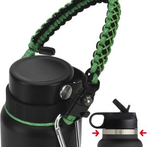 QeeCord – Asa de cuerda de paracaídas para botella Hydro Flask 2.0 de boca ancha estándar con anillo y mosquetón (12, 16, 18, 20, 32, 40 y 64 onzas) QeeCord – Asa de cuerda de paracaídas para botella Hydro Flask 2.0 de boca ancha estándar con anillo y mosquetón (12, 16, 18, 20, 32, 40 y 64 onzas)