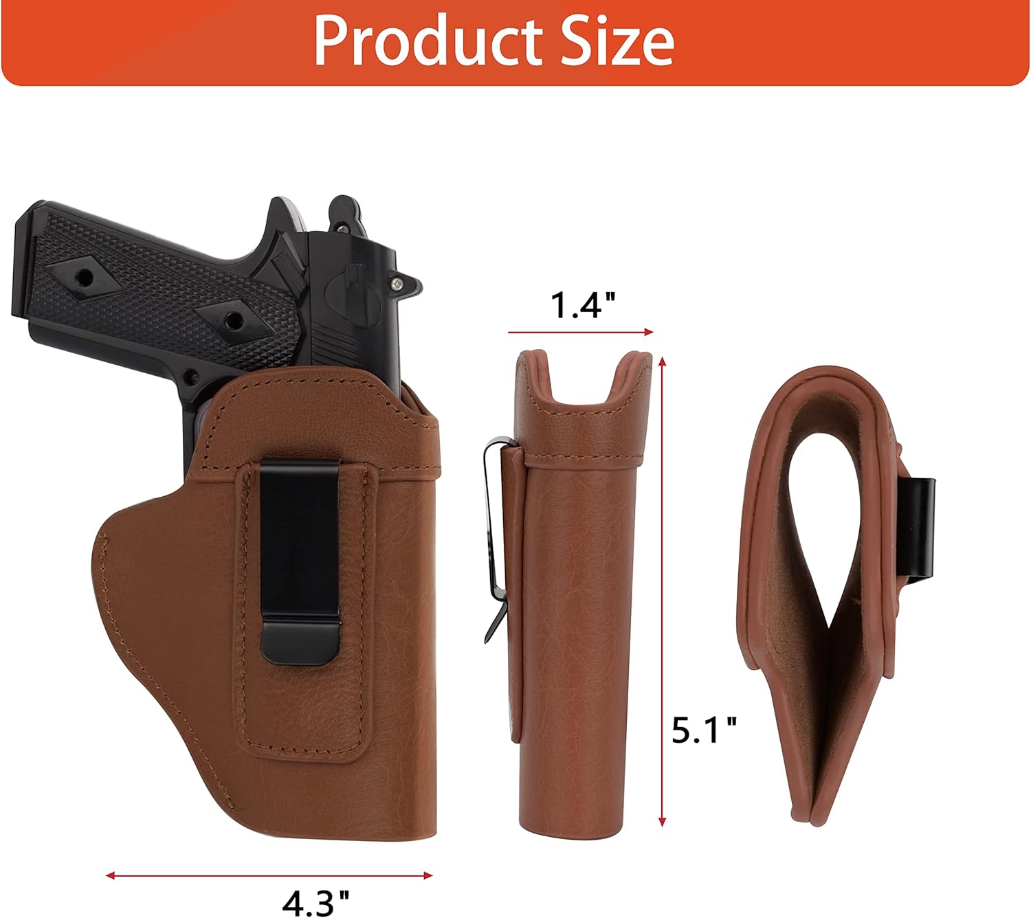 Raiseek IWB Funda de cuero para hombresmujeres – Funda para pistolas Glock 19, 17, 23, 32 y de tamaño similar