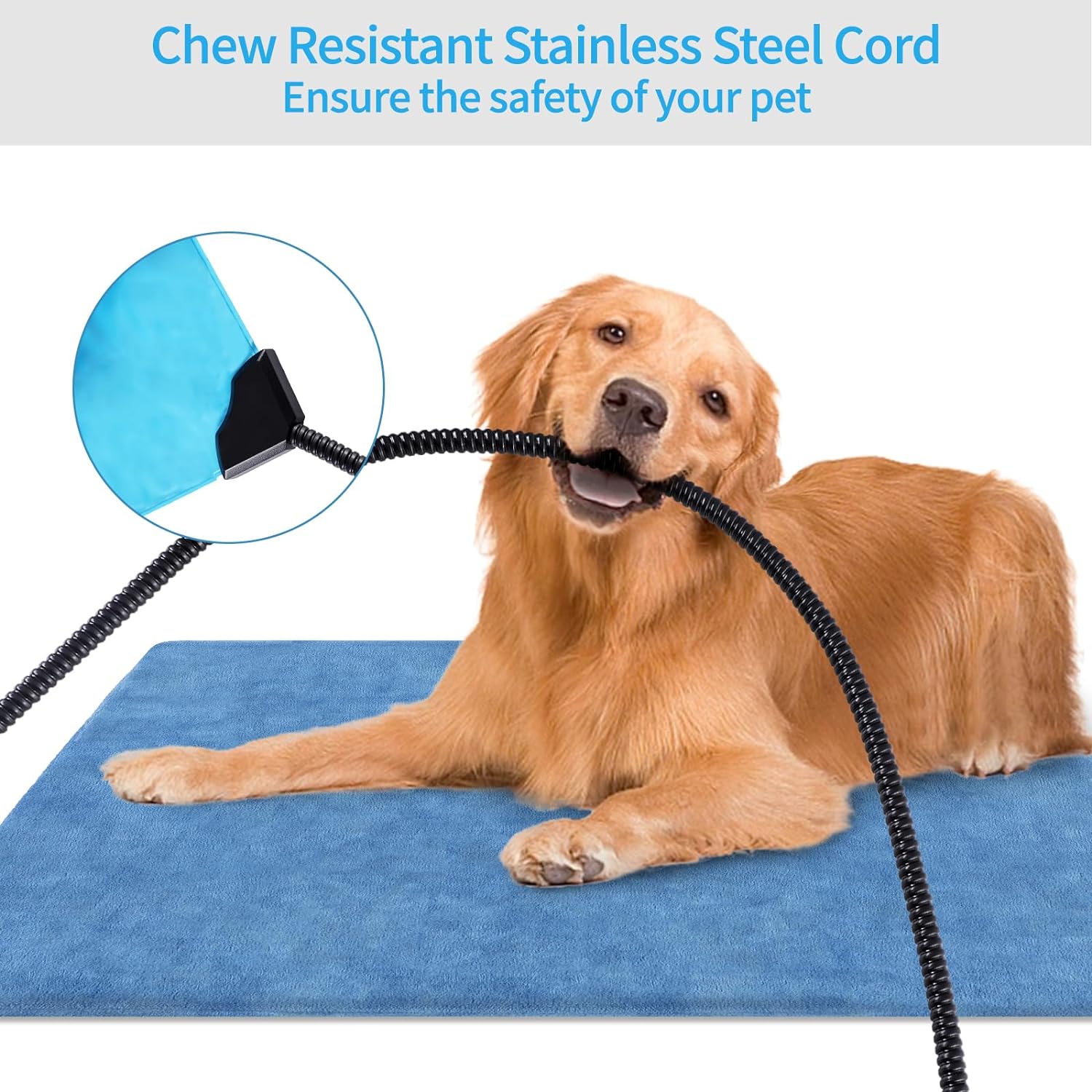 Almohadilla térmica para mascotas para gatos, para interiores y exteriores, impermeable, eléctrica, con cable resistente a las mordidas, 5