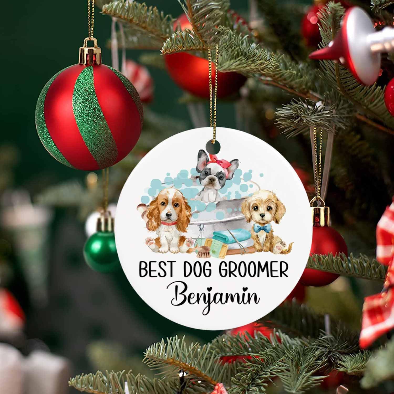Adorno de peluquero para mascotas, adorno de Navidad para peluquero de perros, decoración de árbol de Navidad, regalo para peluquero de perros,