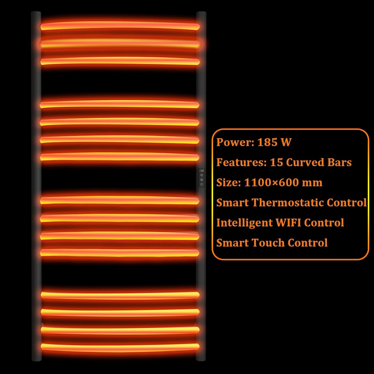 ESOP Calentador de toallas inteligente WiFi con temporizador, 185 W, 15 barras curvas, toallero calentado, calentador de toallas calentado