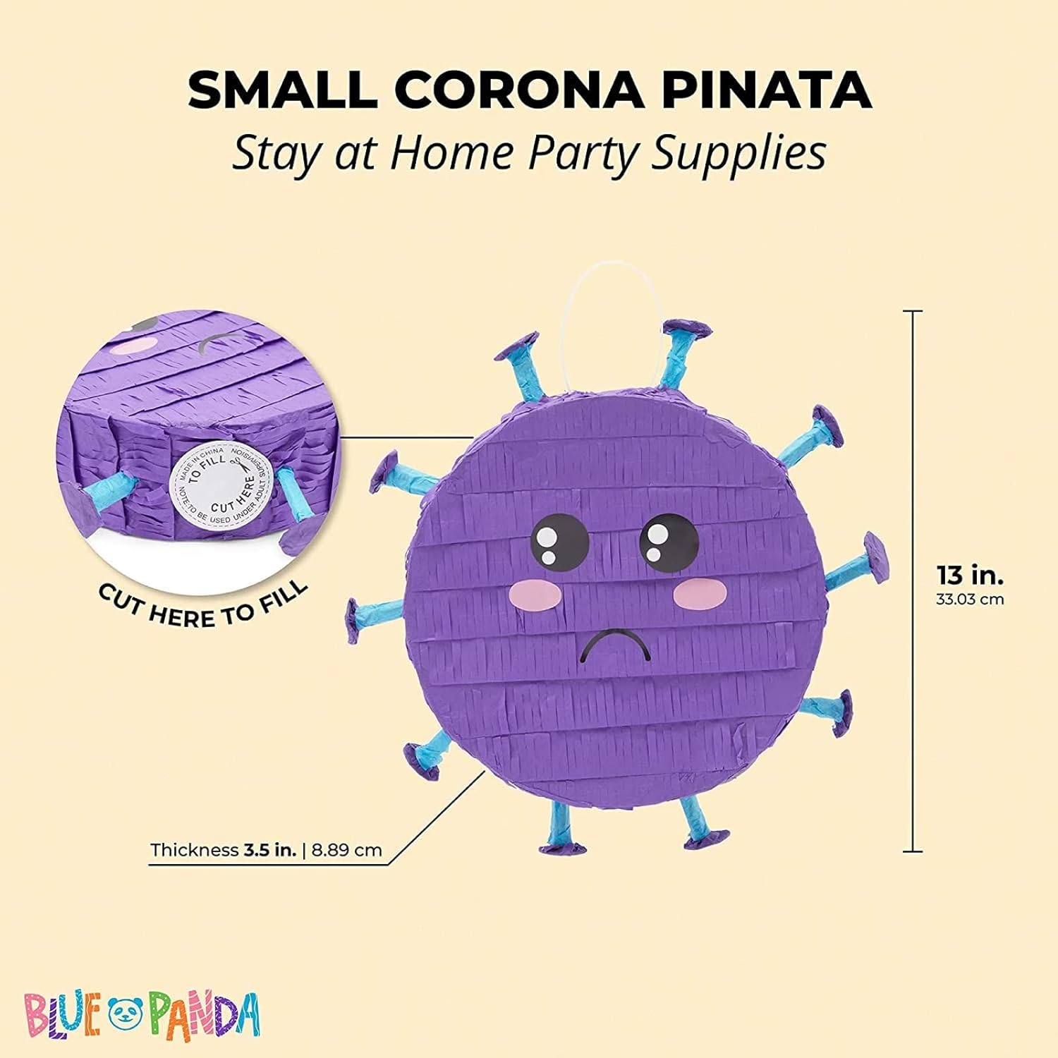 Piñata pequeña redonda morada para fiestas en casa