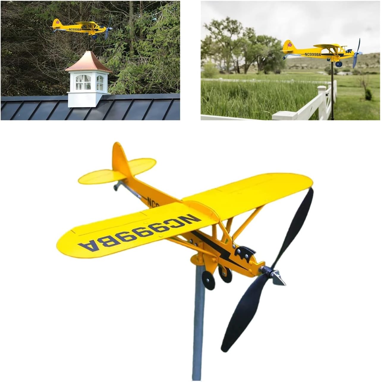 Veta de avión Piper J3 Cub 2023, regalos para los amantes del vuelo, decoración de veletas de avión, molino de viento hecho a mano, fácil de