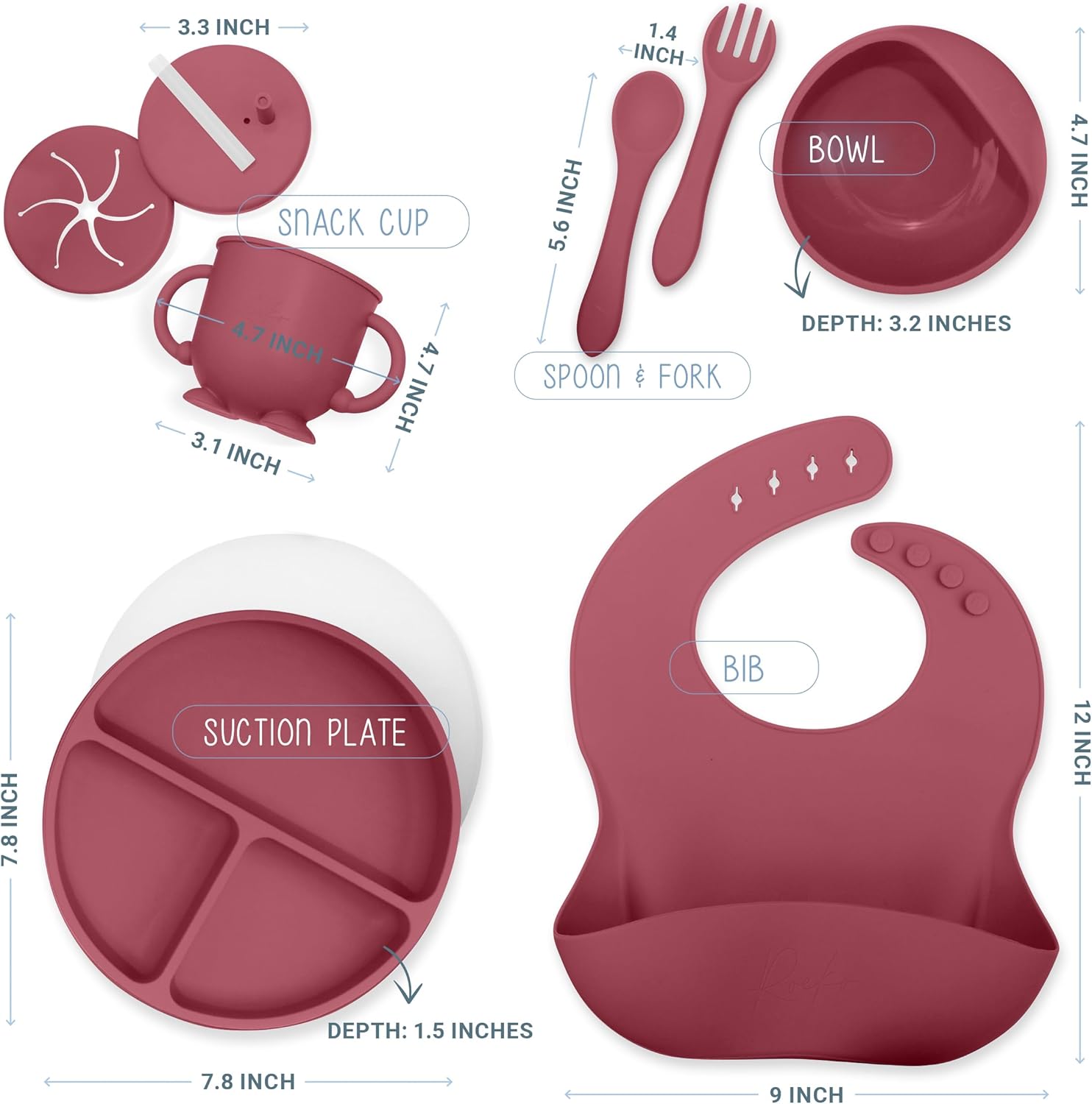 Baby Led Weaning – Set de alimentación de silicona para bebés – Suministros de destete LED para bebés – Utensilios de destete LED para bebés –