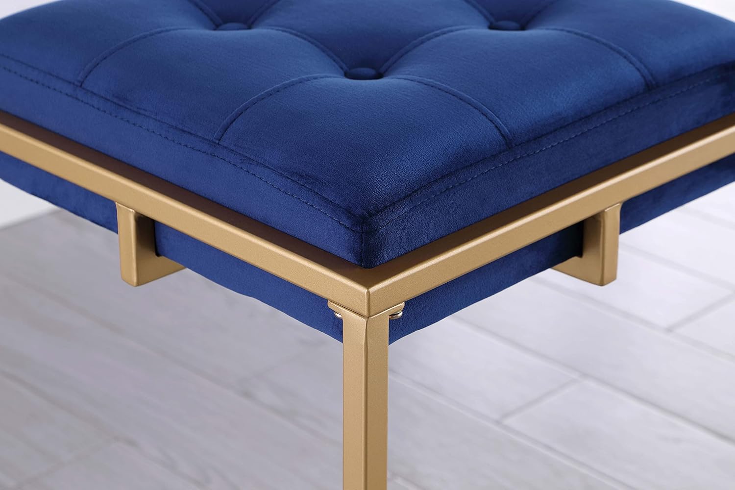 Coaster Home Furnishings Nadia – Taburete cuadrado acolchado (2 unidades), color azul y dorado