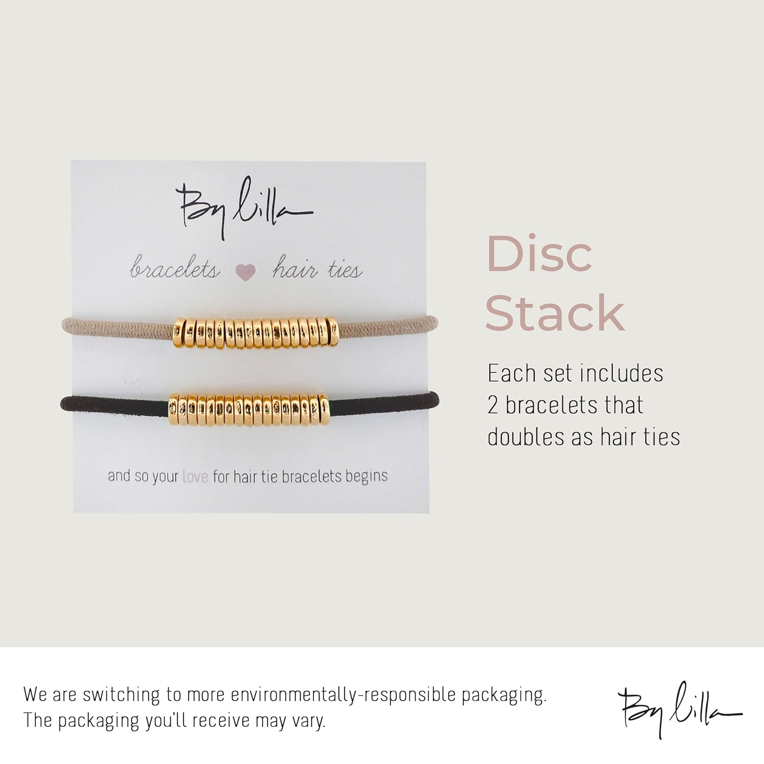 Bracelet Hair Ties – Cute Mothers Day Gifts for Mom – No Damage Hair Ties for Women – Disc Ponytail Holder, Set of 2 Hair Tie Bracelets – Disc-S