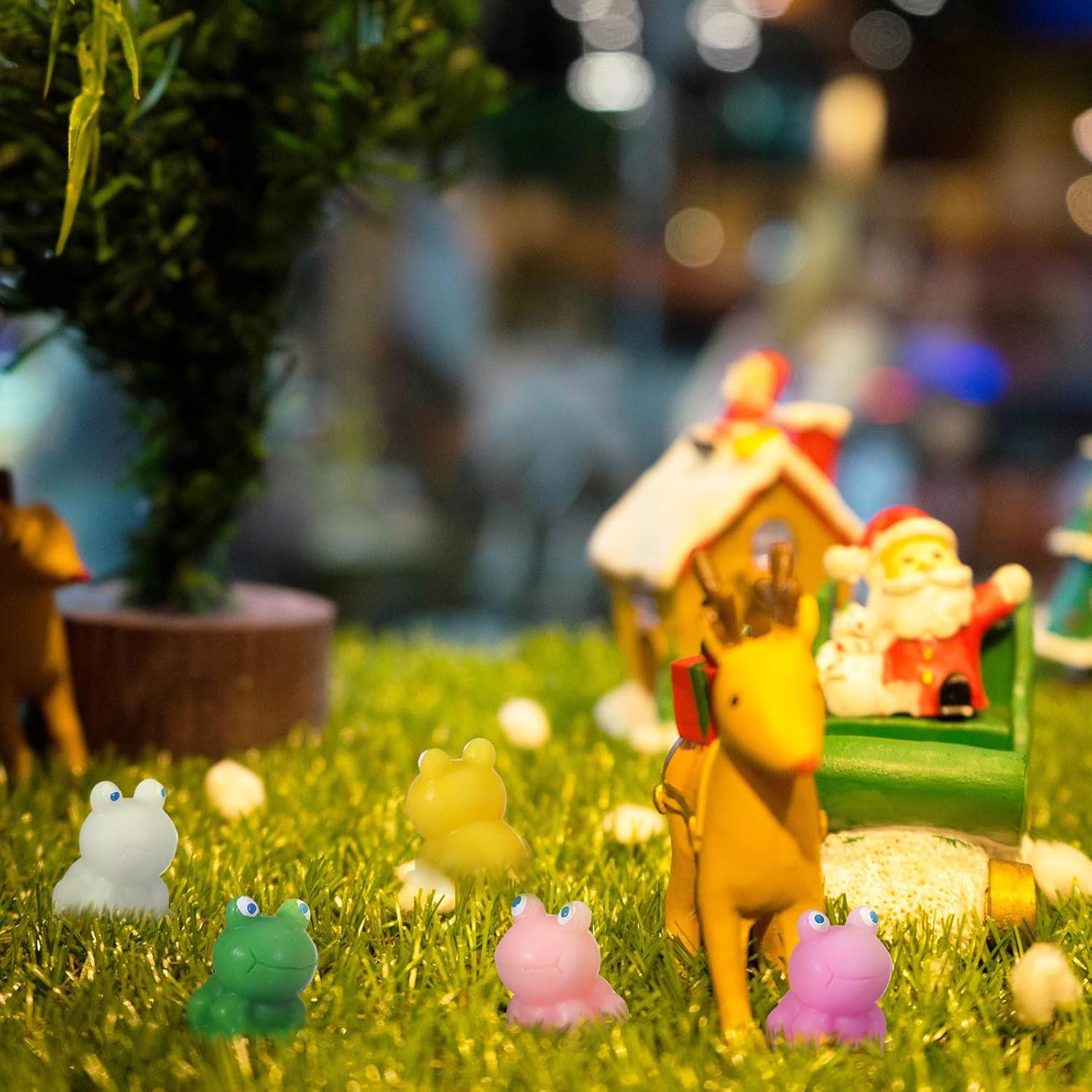 Huwena 210 piezas de mini ranas de resina, figuras en miniatura de rana bonita para jardín, ranas pequeñas, adornos de jardín, animales en