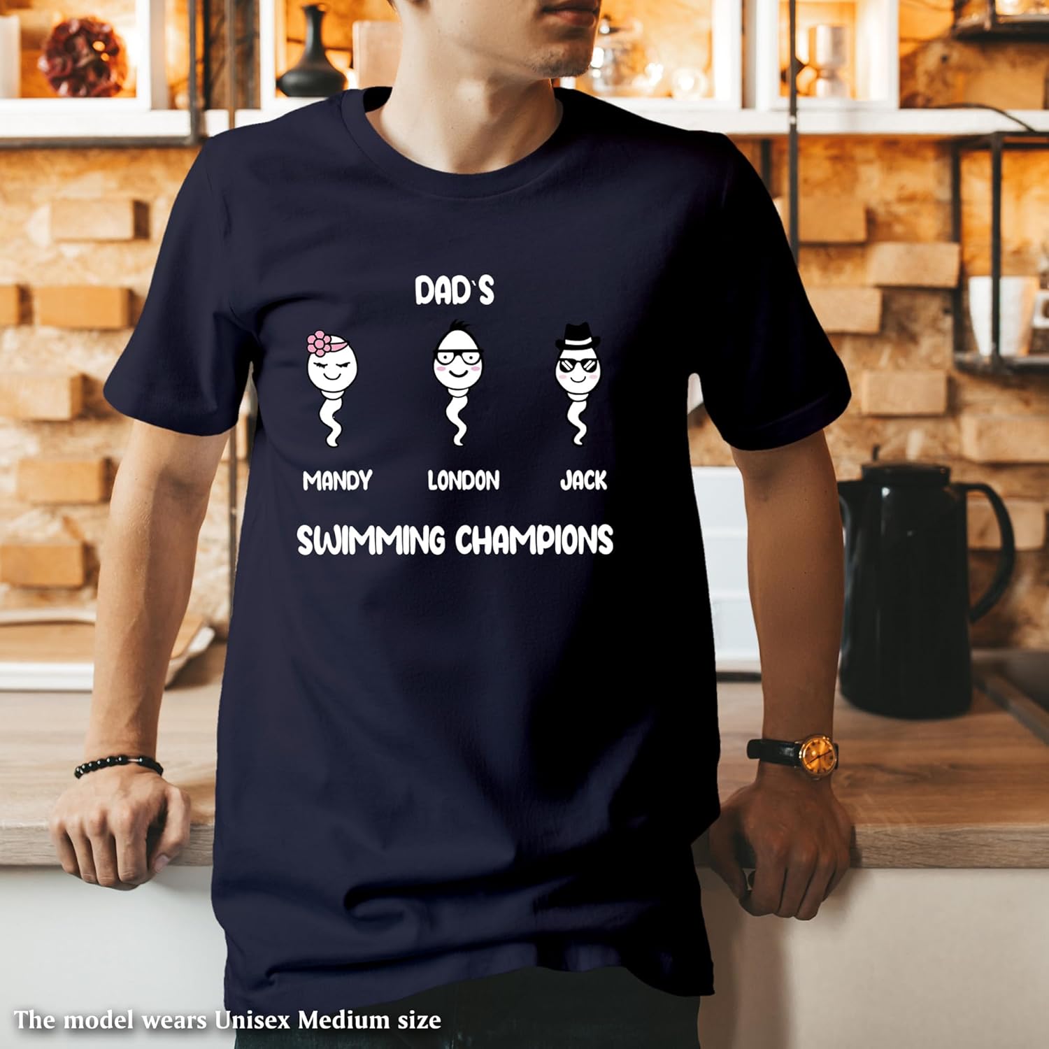 Custom Dad Shirts, Best Fathers Day Gifts From Kids, Dads Swimming Champions, Custom Fathers Day Gifts From Son and Daughter, Personalized Dad and