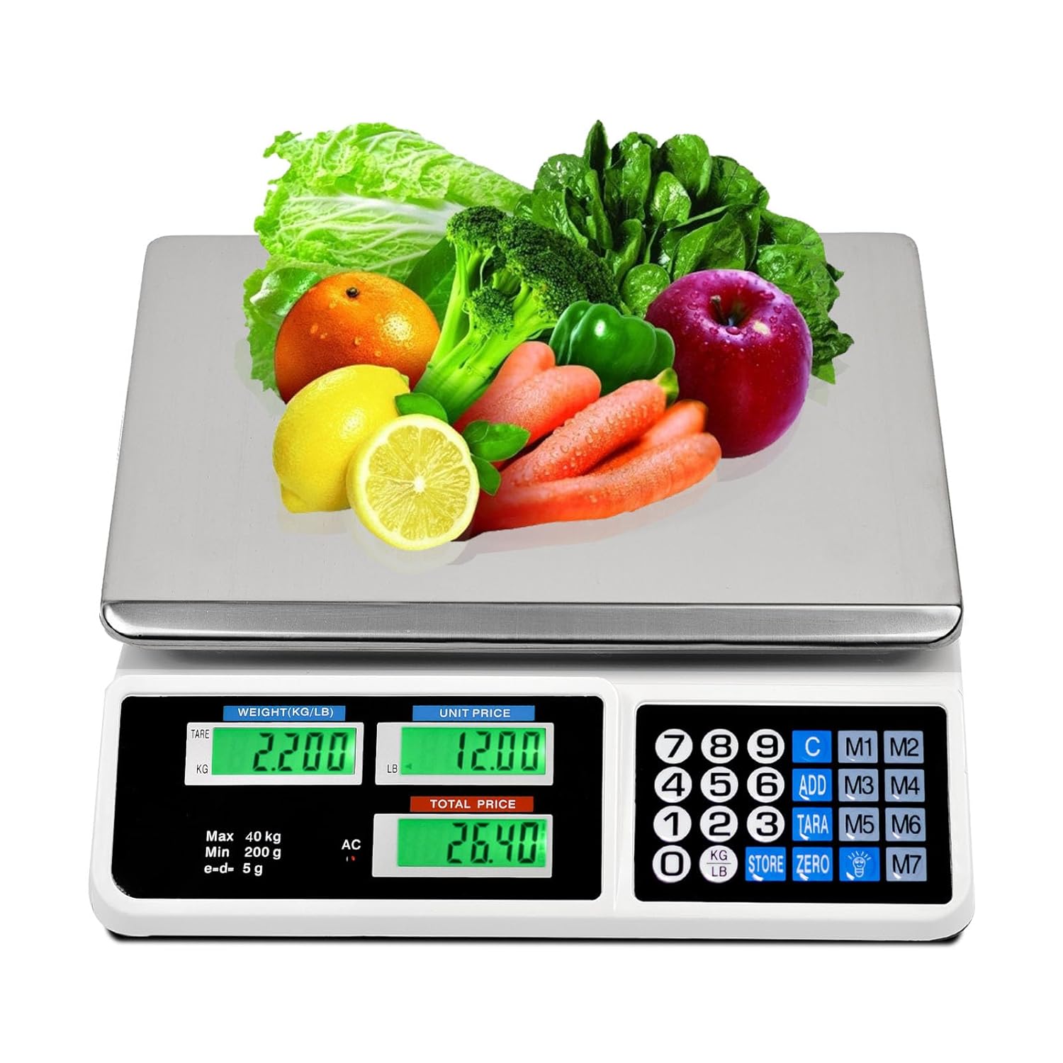 Báscula digital de precio electrónico LCD digital comercial para carne, peso