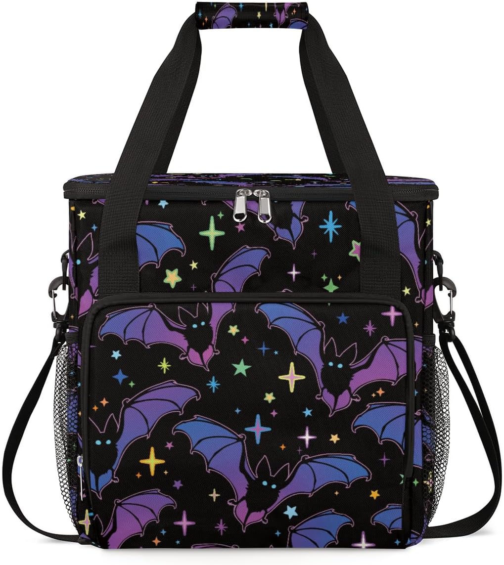 FengQuGou Bolsa de café de murciélago morada para Halloween, bolsa de almacenamiento de viaje con estrella de Halloween, compatible con Keurig