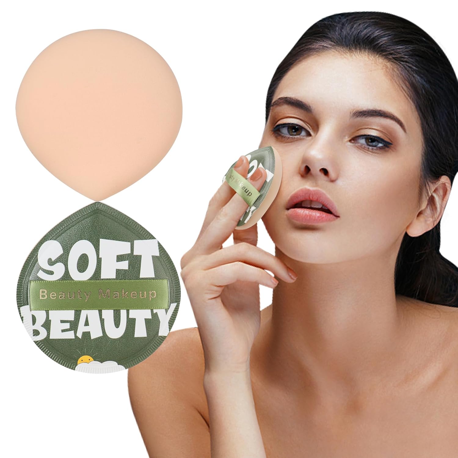 Esponja de maquillaje grande, 2 unidades, esponjas de polvo súper suaves que se aplican rápidamente en 3 segundos, herramienta de maquillaje en seco