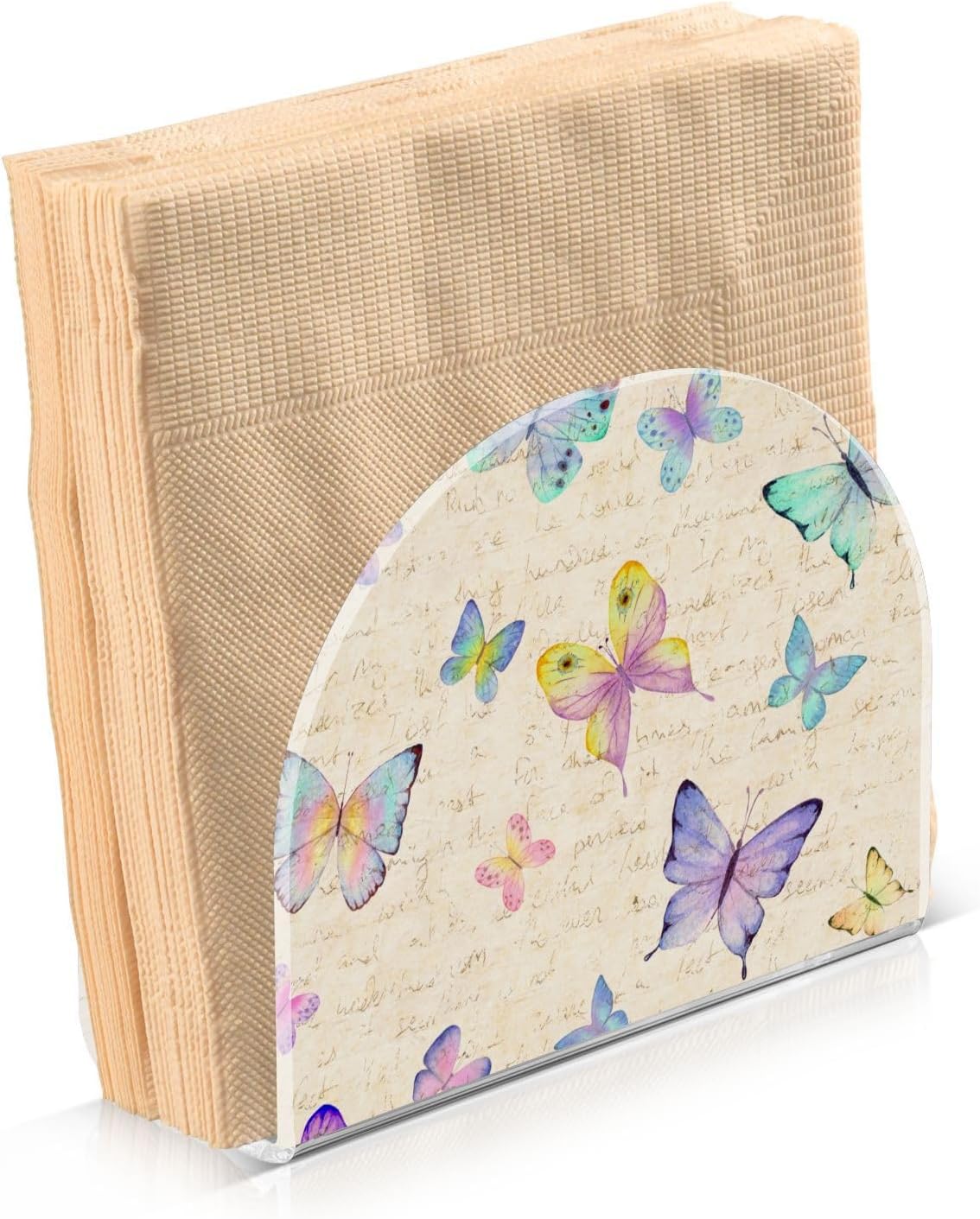 Napkin Holder Watercolor Butterflies Napkin Holders for Tables, Clear Acrylic Napkin Holders Cocktail Napkin Holder for Kitchen Restaurant Bar Home