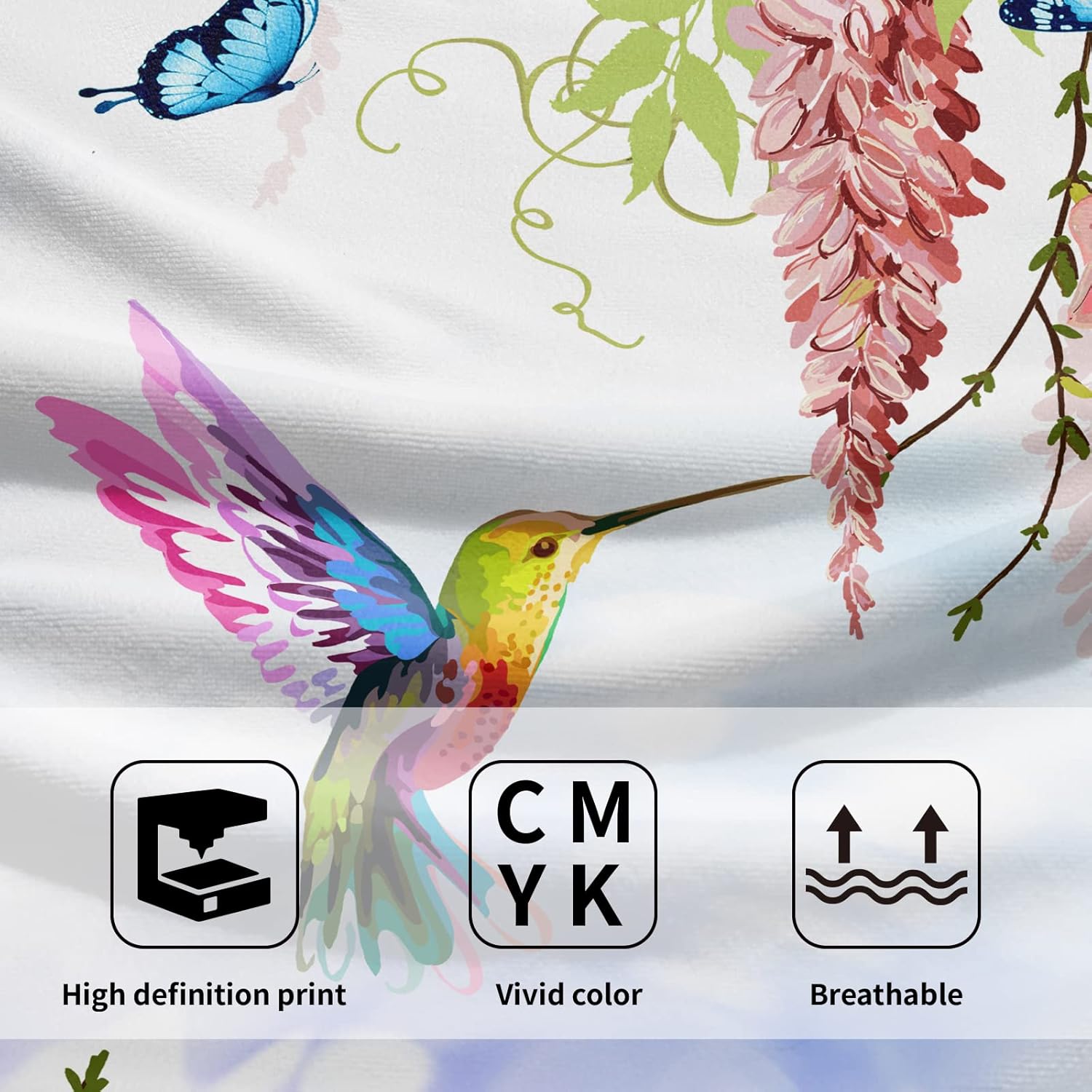 Juego de 2 toallas de mano florales rosas con diseño de mariposa de colibrí, suaves, absorbentes, para invitados, cocina, cocina, spa, hogar,