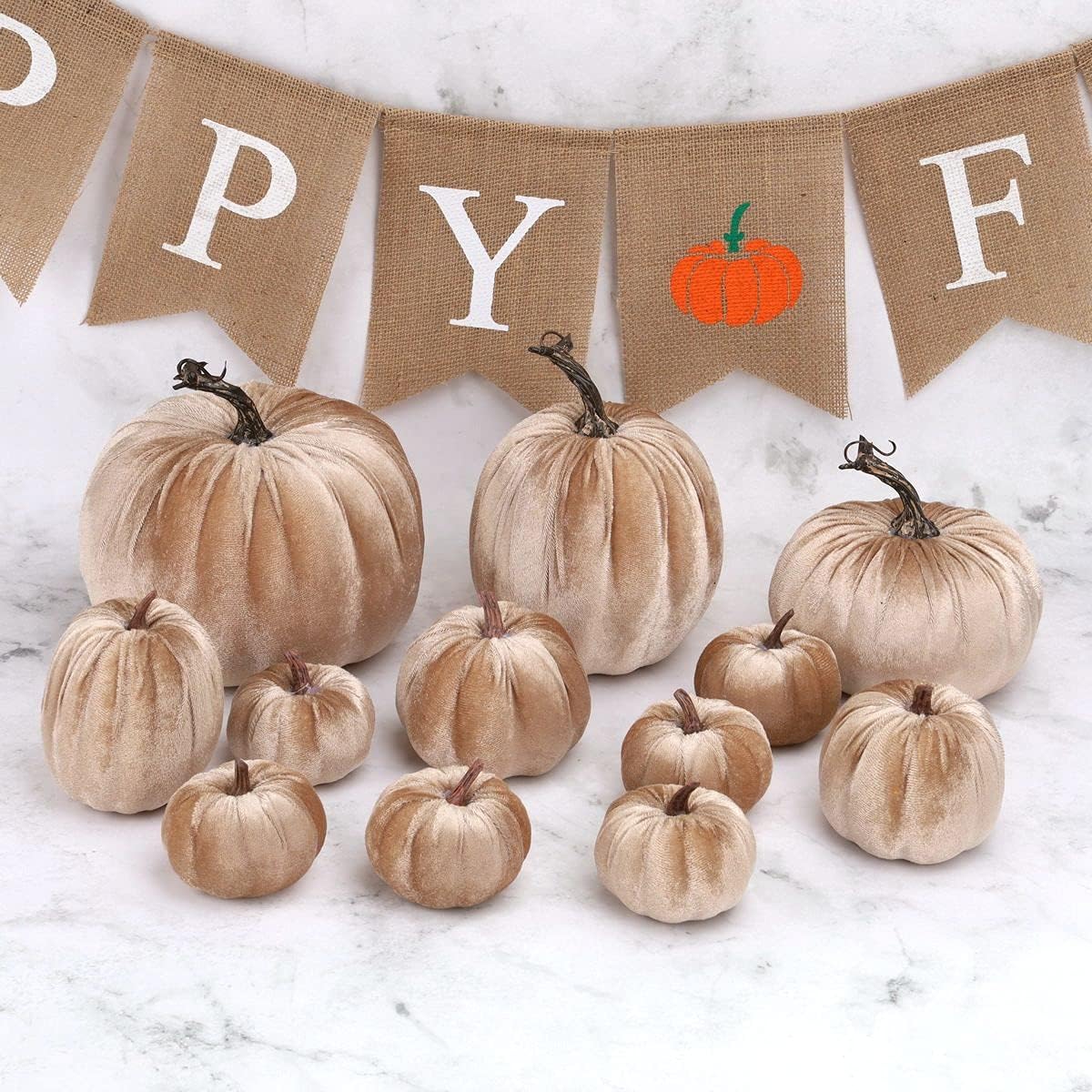 12 calabazas artificiales grandes de terciopelo, hechas a mano, decoración de centro de mesa de cosecha de otoño, para el hogar, cocina, granja,