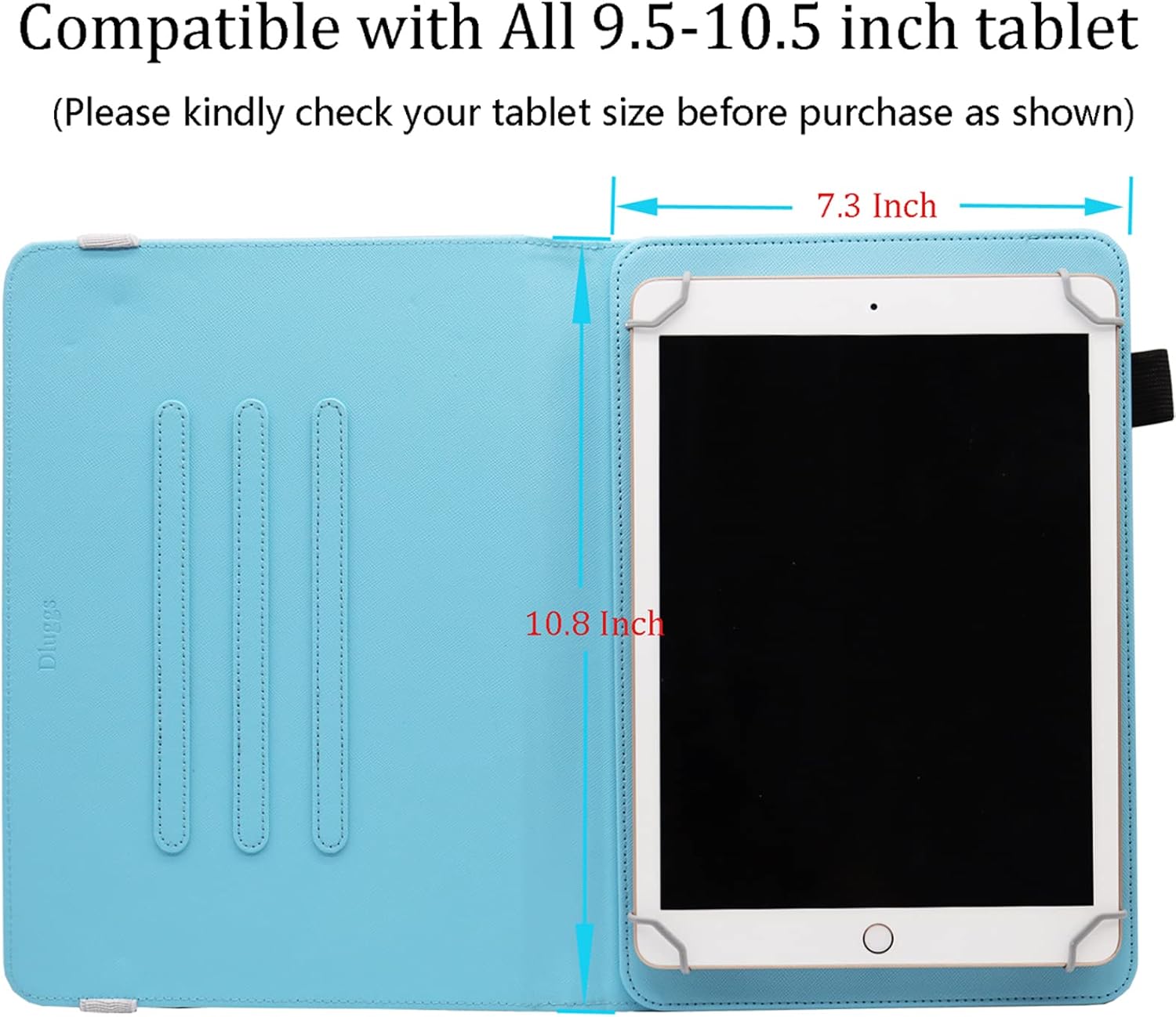 Dluggs – Funda universal para tablet Android de 10 y 10.1 pulgadas, piel sintética, rotación de 360 grados, soporte de visión multiángulo, para