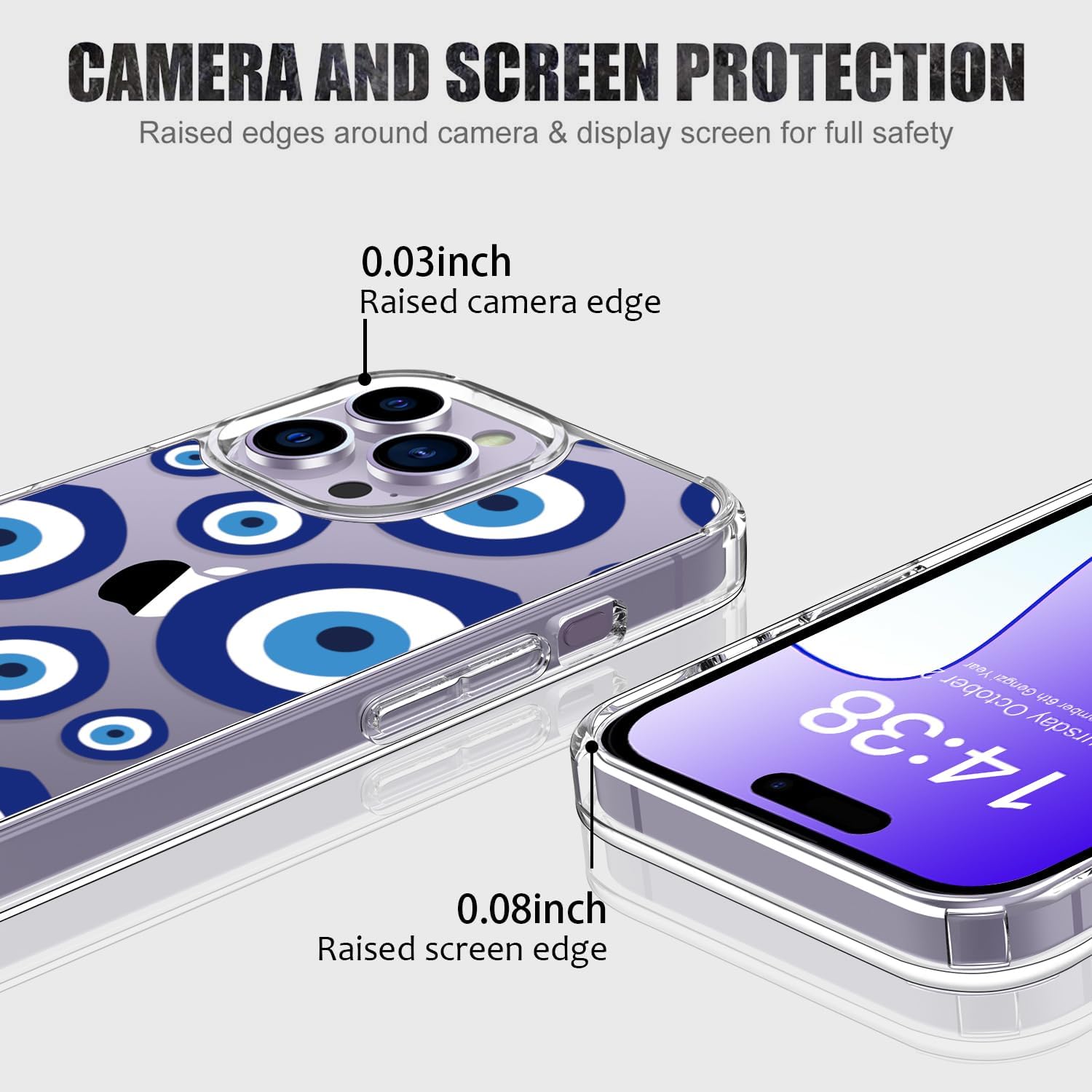 LUHOURI Funda para iPhone 15 Pro Max con protector de pantalla – Funda transparente – Diseños de moda para mujeres y niñas – Funda protectora