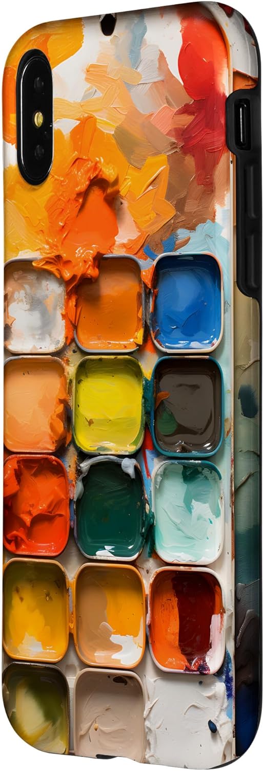 Paleta de pinturas y pintura de acuarela para iPhone XXS, estuche colorido para pintor artista