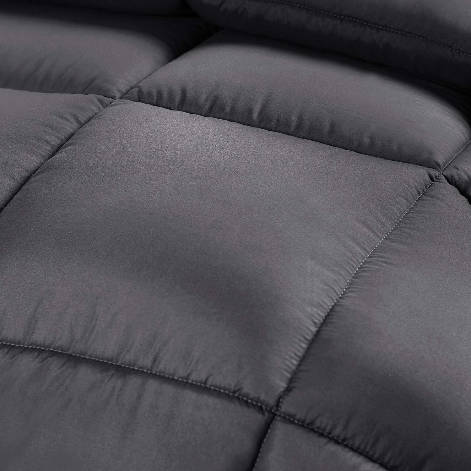 Utopia Bedding Relleno de edredón  Edredón acolchado con pestañas en las esquinas  Edredón alternativo cosido en caja King (gris, paquete de 3)