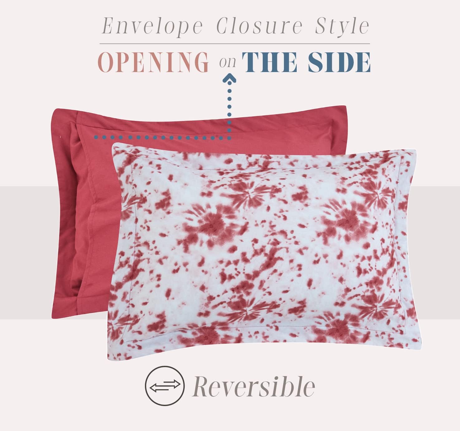 Elegant Comfort Juego de edredón reversible de 10 piezas, estampado de teñido anudado, almohada decorativa y sábana bajera con bolsillos