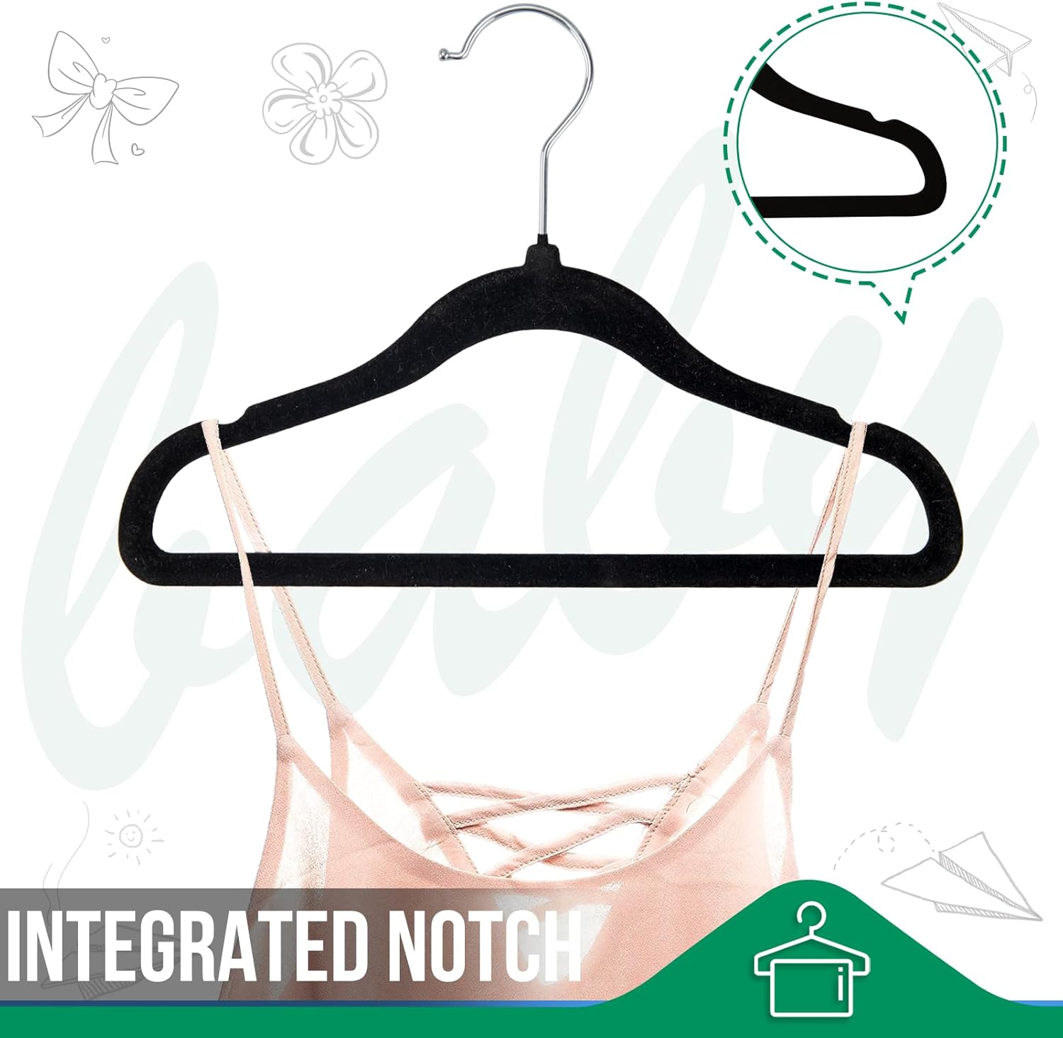 Paquete de 60 perchas para ropa de bebé, perchas de terciopelo antideslizante de 11.6 pulgadas para niños pequeños, perchas de fieltro para niños y