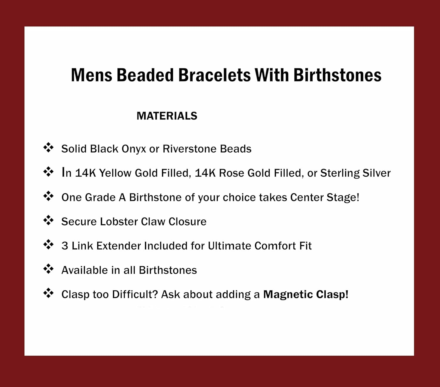EMERALD Jewelry Mens Birthstone May Birthstone Taurus & Genini Zodiac 6MM Black Beaded Father & Son Gifts