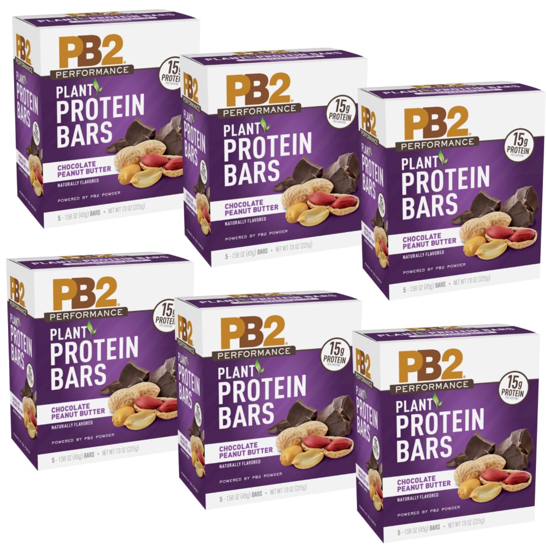 PB2 Performance Barras de proteína de mantequilla de maní y chocolate, 0.51 onzas de proteína a base de plantas (caja de 30 barras)
