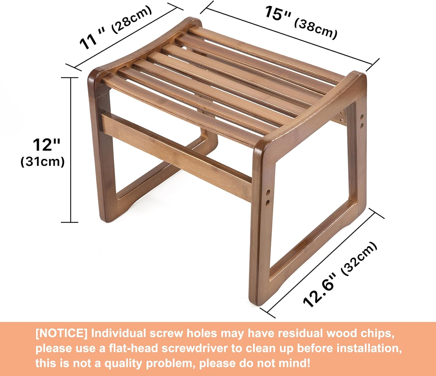 Taburete cuadrado de madera suave para mesa de té, cama, bañera, taburete clásico de madera marrón, taburete de bambú para niños, taburete de baño