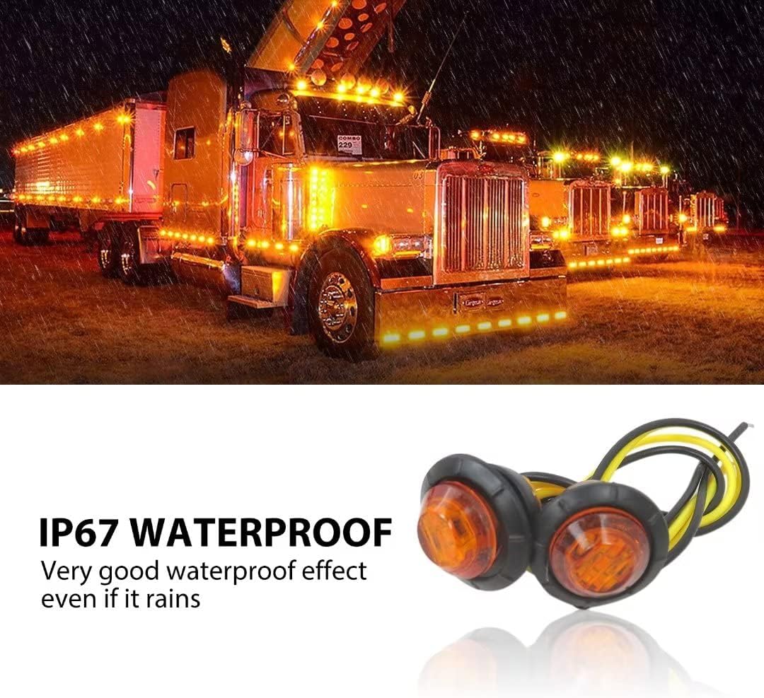 Paquete de 20 luces de marcador LED de 34 pulgadas y 12 V para camión, remolque, RV, lámpara lateral redonda para Jeep WranglerGrand