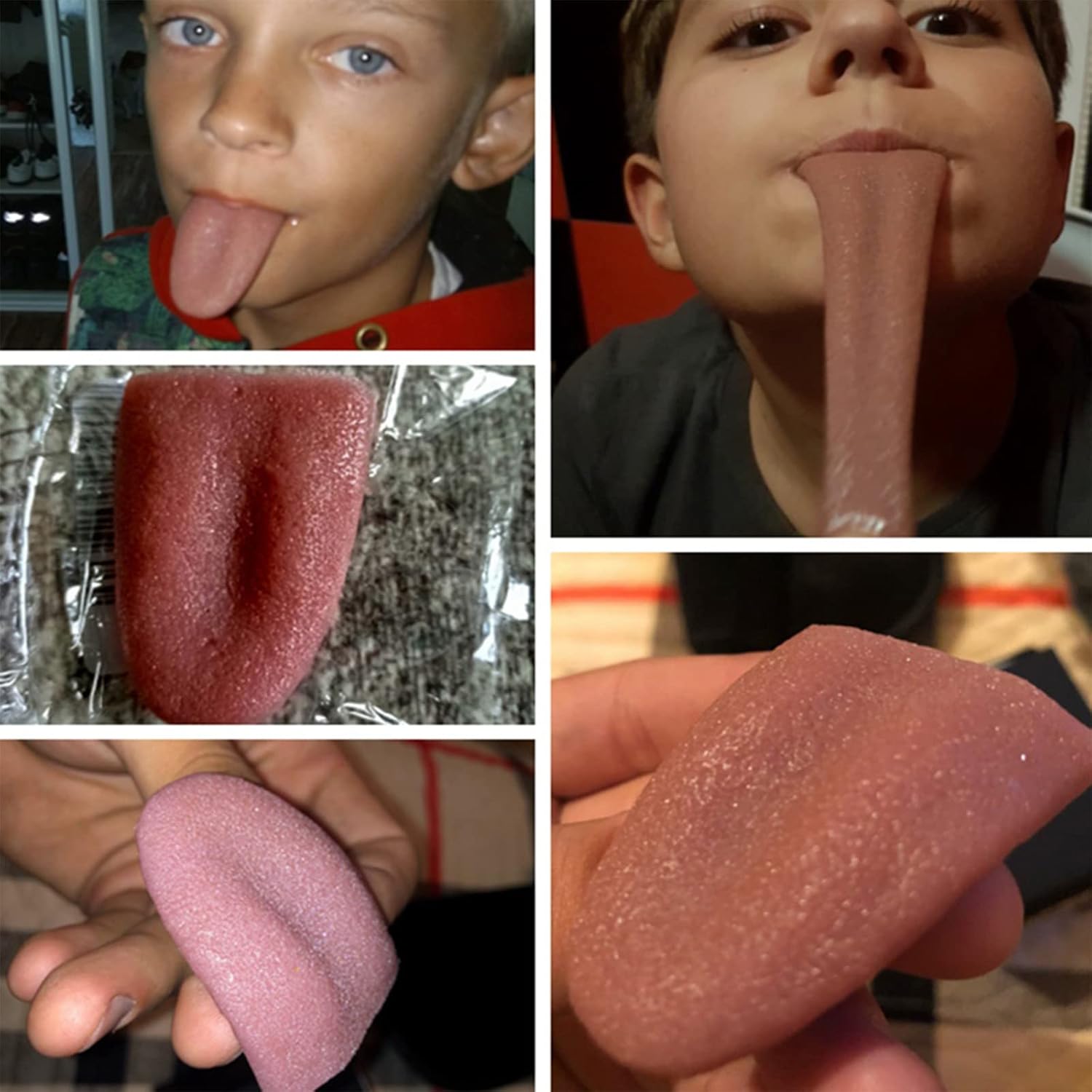 EOQPDECD 4 lenguas postizas, lenguas artificiales, lengua de broma para Halloween, lengua falsa realista, accesorios de truco, accesorios de