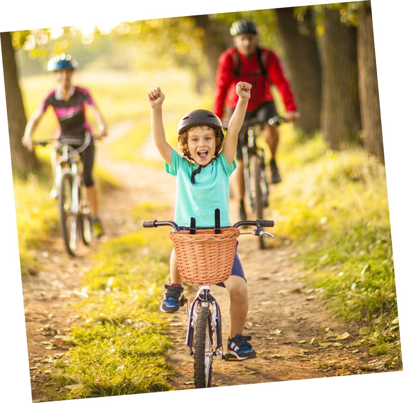 INOOMP Accesorios de bicicleta para niños, cesta de ratán, cesta delantera para bicicleta, cesta de bicicleta para niñas, cesta de mimbre tejida