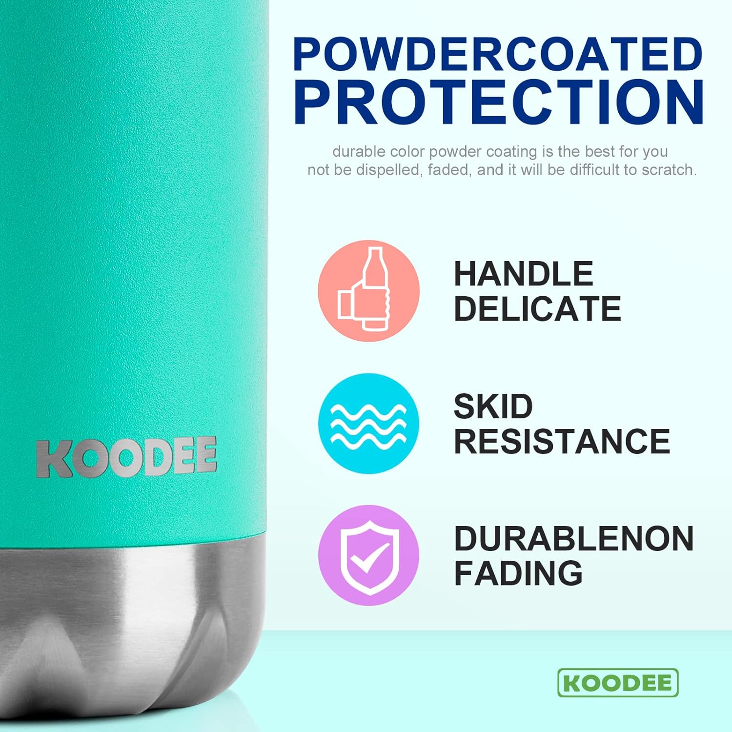 koodee Botella de agua pequeña de acero inoxidable de 9 onzas, doble pared aislada al vacío, para la escuela, a prueba de fugas, sin BPA (azul