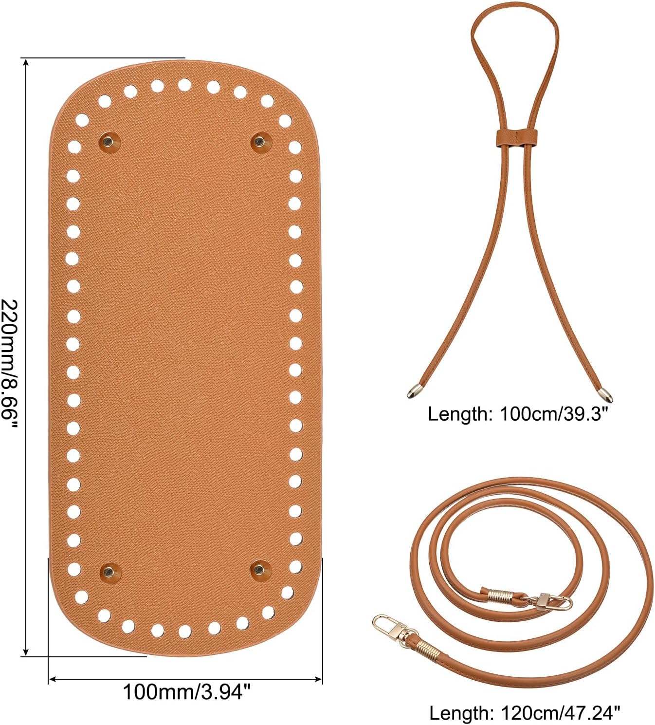 uxcell Juego de mochila de cuero, 3 piezas, kit de fabricación de bolsos de cuero con parte inferior de bolsa, correa para el hombro, cordón para