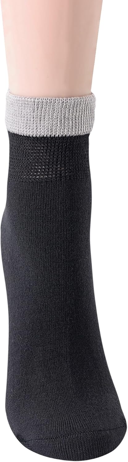 Yomandamor 6 pares de calcetines de tobillo para diabéticos para mujer, sin costuras, sin costuras, 9-11