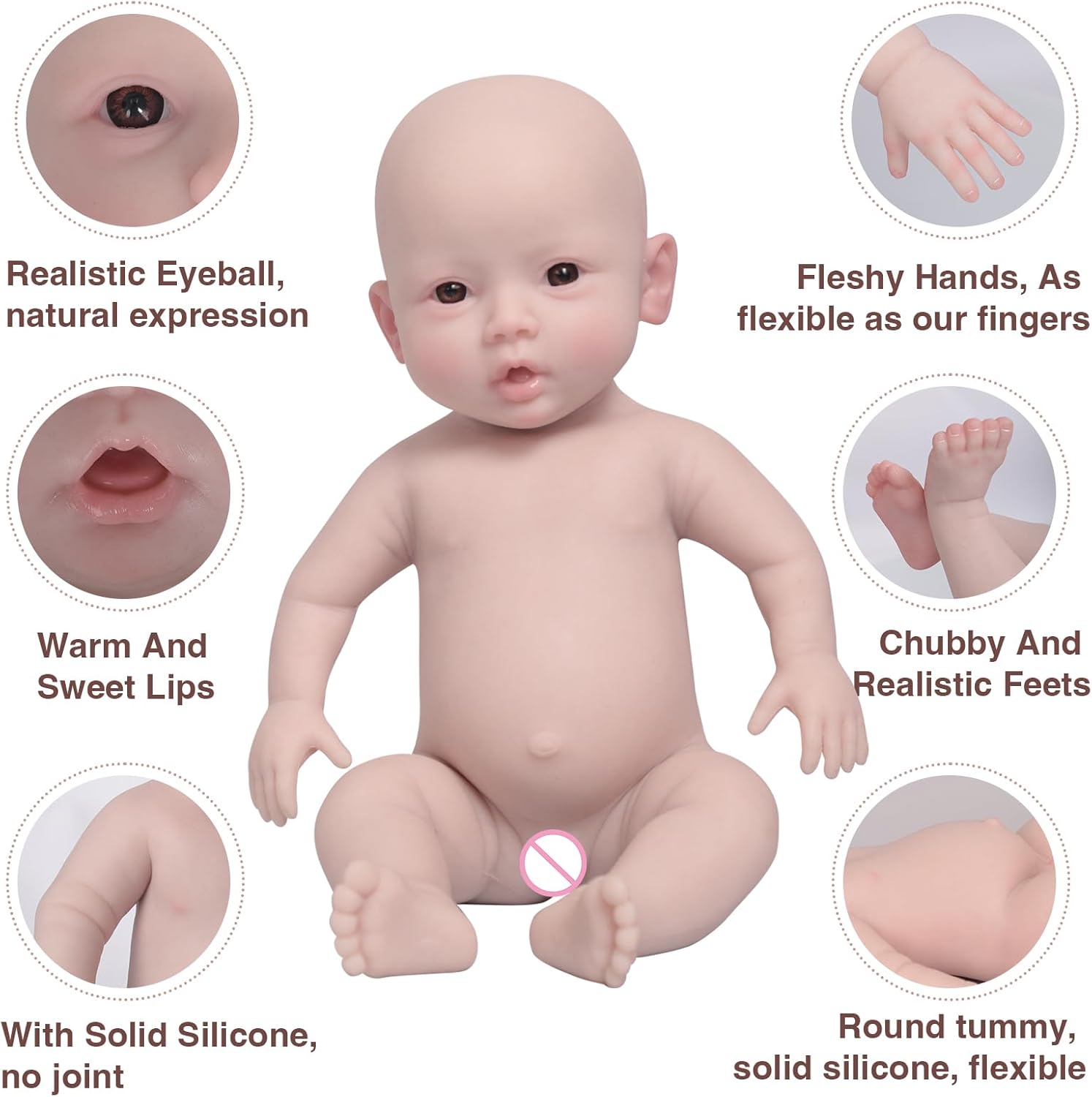 Muñecas de bebé Reborn de silicona de cuerpo completo de 10 pulgadas, sin muñecas de vinilo, ojos cerrados, muñeca realista de silicona platino