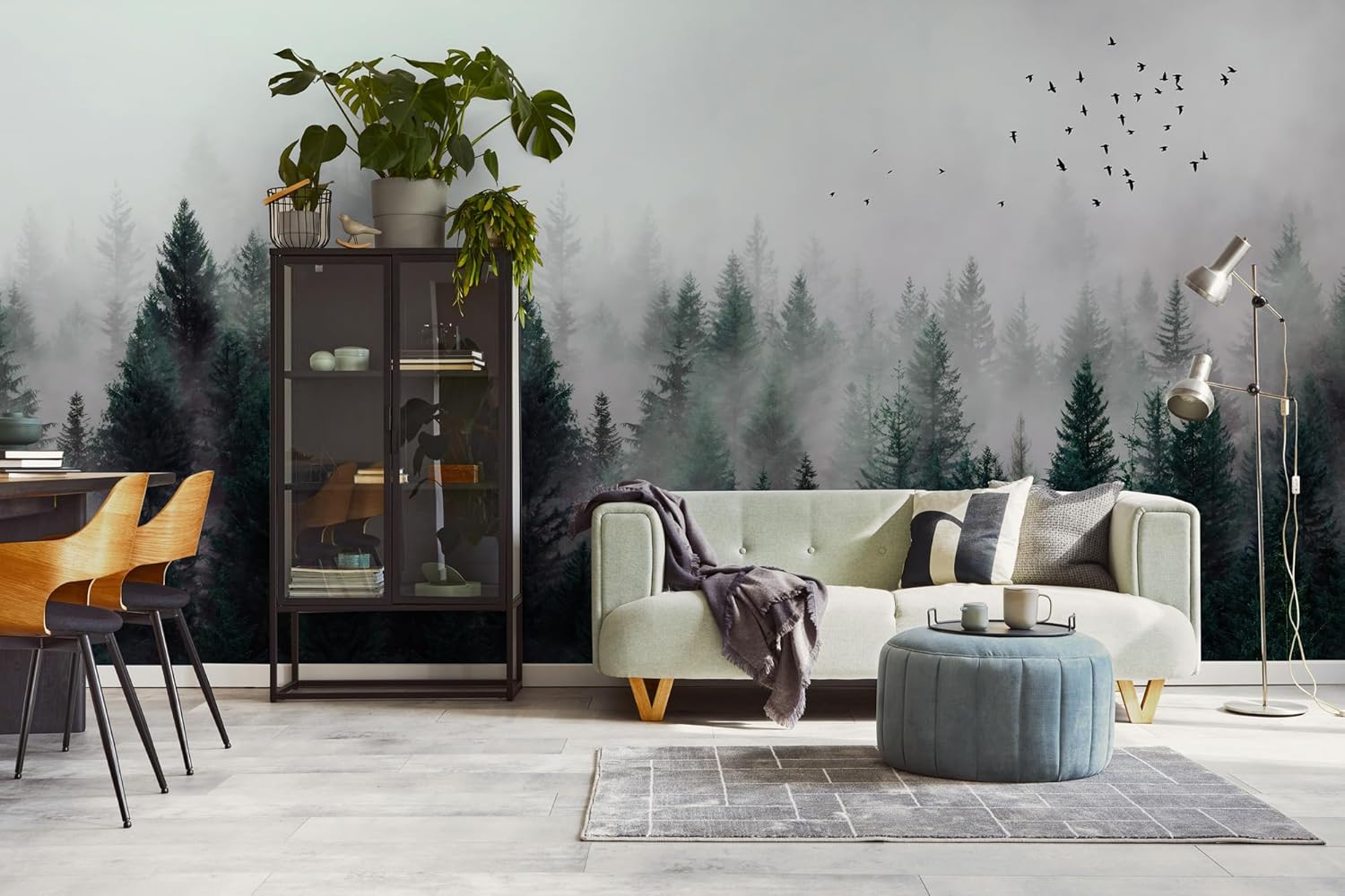 Murwall Dark Forest Wallpaper Misty Jungle Wall Mural Landscape Wall Print Rustic Home Decor Cafe Design Living Room Bedroom