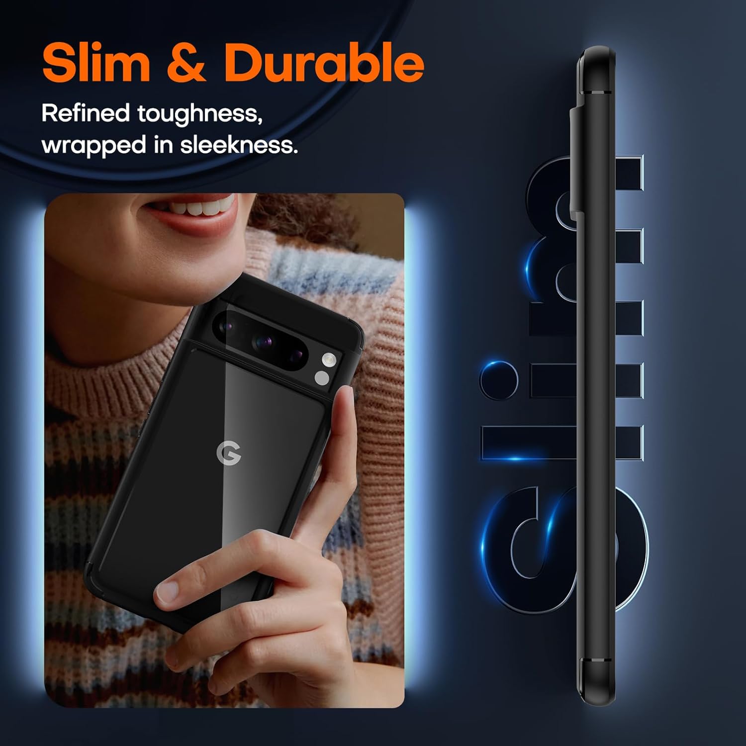 TAURI Funda 5 en 1 para Pixel 8 Pro, no amarillenta con 2 protectores de pantalla de película de poliuretano termoplástico + 2 protectores de lente
