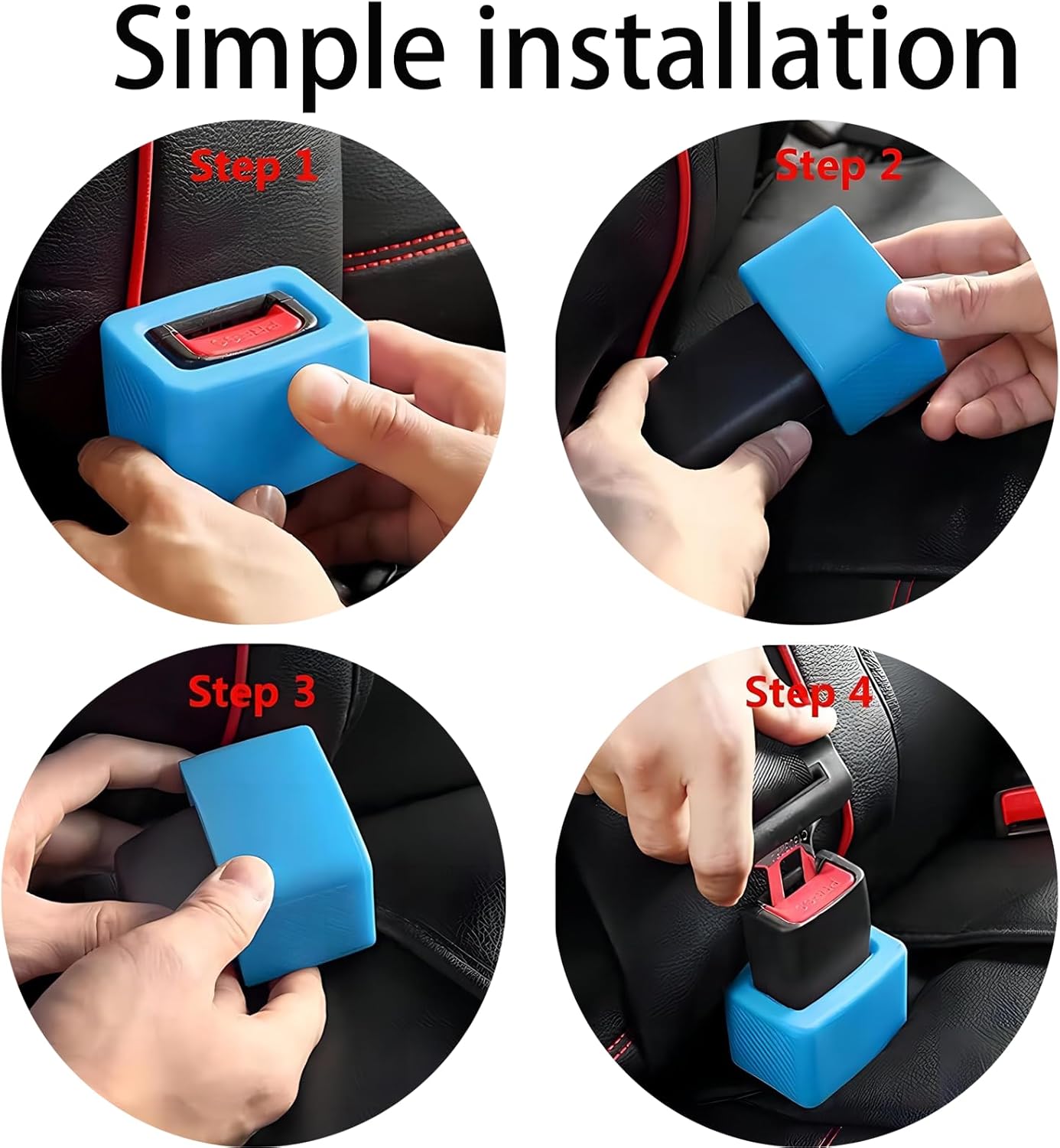 Soporte de hebilla de cinturón de silicona, 2 piezas, color negro, hace que sea más conveniente para ti sujetar el cinturón de seguridad (negro)