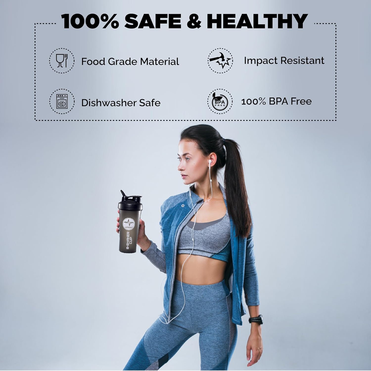 LENNAT Botella mezcladora con bola agitadora de 20 onzas, perfecta para antes del entrenamiento, batidos de proteínas y batidos. Botella mezcladora